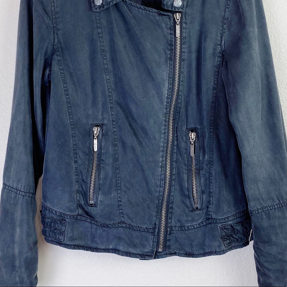 MAX JEANS Soft Stylish Tencel Grey Charcoal Moto Jacket Size XSmall - Picture 5 of 11